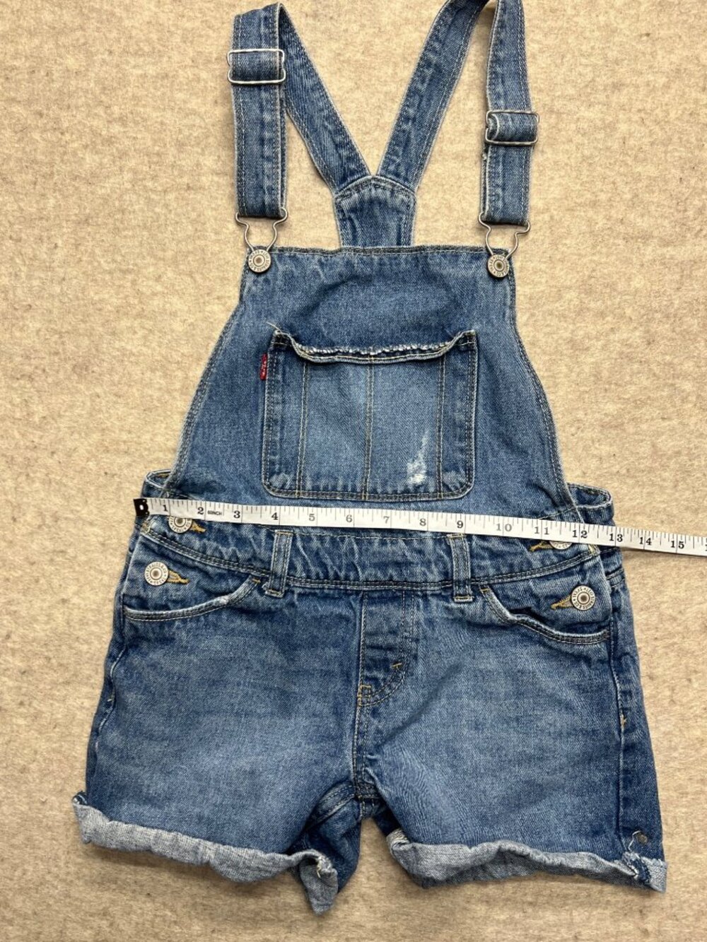 Levi's Distressed Medium Wash Shortall Girls 10 Regular Summer Distressed - Picture 9 of 11